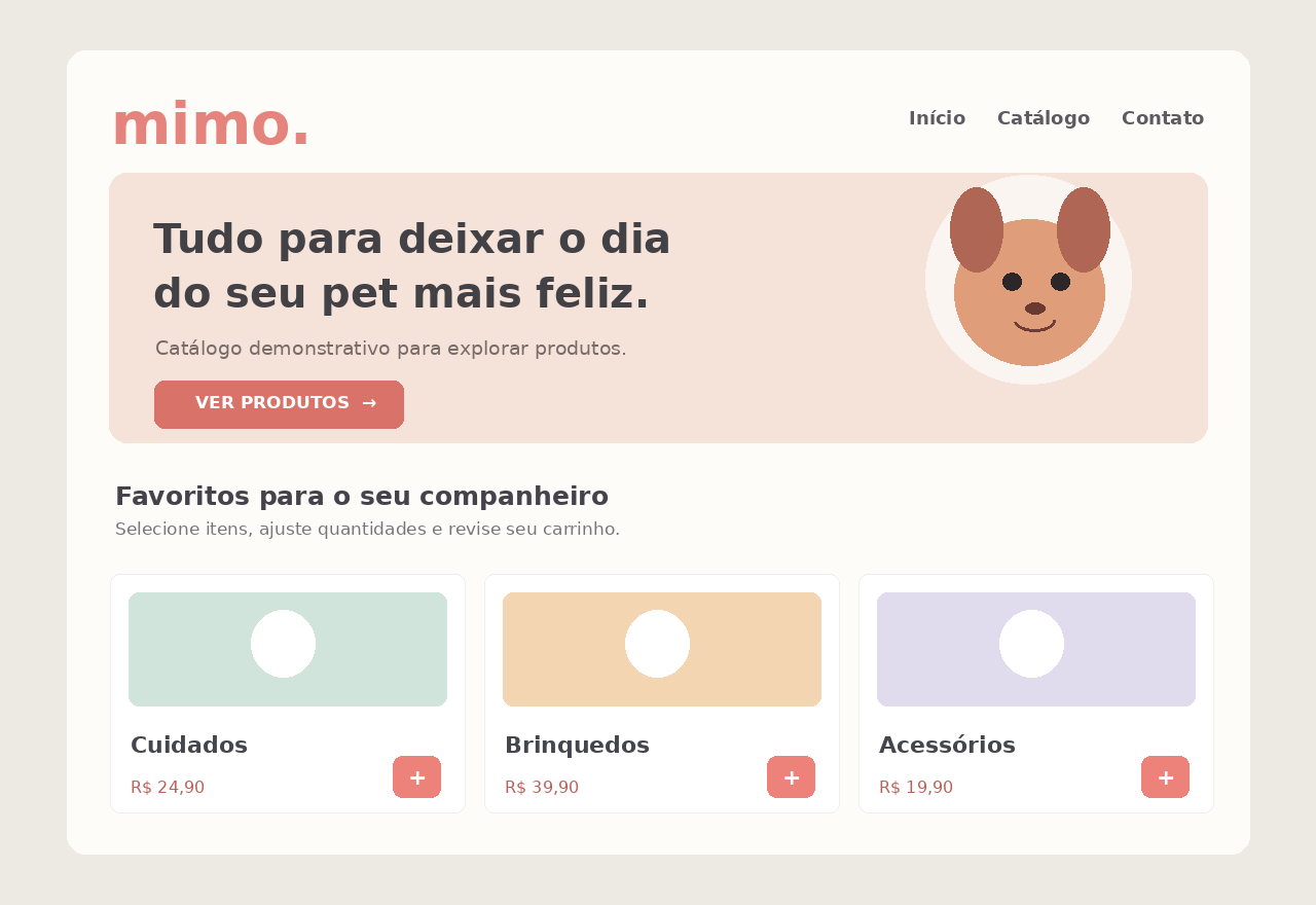 Prévia ilustrativa do catálogo didático MIMO Pet